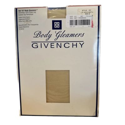 Givenchy Body Gleamers 157 Gold Sz B Shimmery Ultra Sheer Control Pantyhose VTG