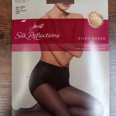 Hanes Silk Reflections OA925 Barely There Size CD Control Top Sheer Toe
