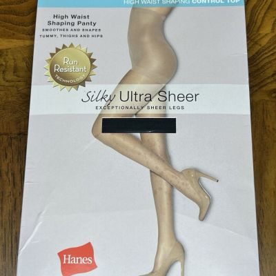 New Hanes Solutions Silky Ultra Sheer High Waist Pantyhose Large Black 025060042