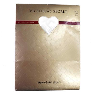 NEW Vintage 90s Victoria's Secret Silky Sheer Stockings S Small Cream NIP NWT