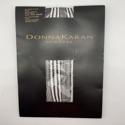 Donna Karan Stripe Gauze Onyx Black Pattern Pantyhose Nylon Tights Small Medium