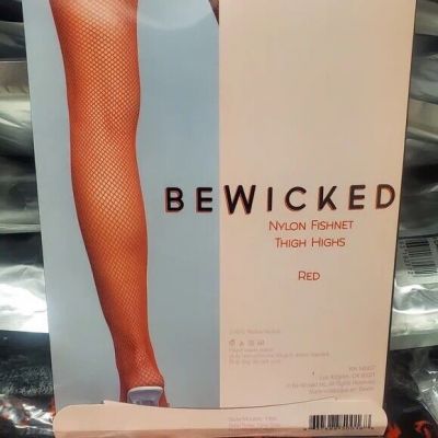 Be Wicked Red Fishnet Thigh Highs Tights Stockings Alternative