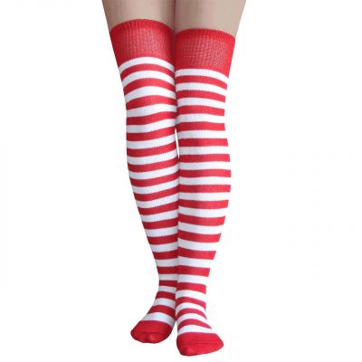 Red/White Striped Thigh Highs