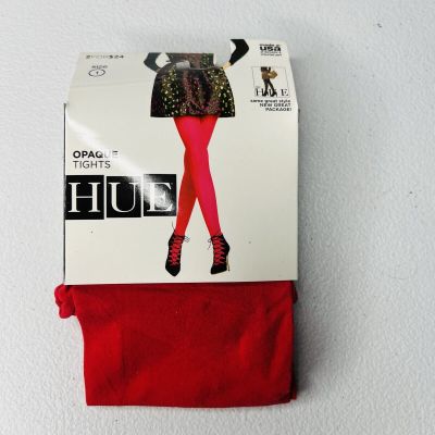 NEW HUE Opaque Tights Non-Control Top Size 1 Apple Red 1 Pair Pack