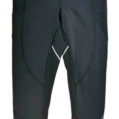 Lululemon Cropped Running Workout Leggings Black with Purple Womens Size 4