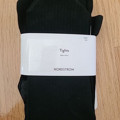 Nordstrom Fashion Ribbed Tights Black Size S/M