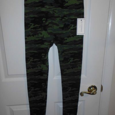 NO COMMENT CAMO GREEN SEA SPRAY STRETCH YOGA JEGGING LEGGINGS PANTS SIZE SMALL