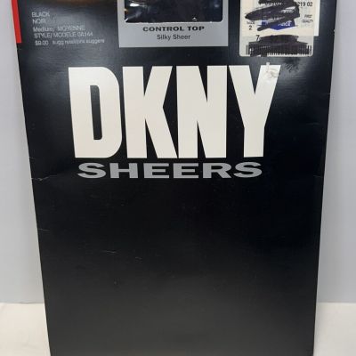 DKNY Black Medium Pantyhose Nylons Control Top Sheer