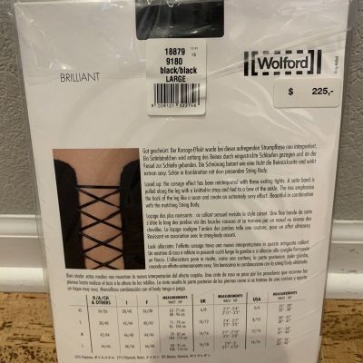 Wolford Women’s Brilliant Corset Style Tights Hosiery Large Black New In Package