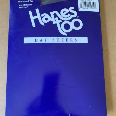 Vtg Hanes Too Day Sheers Control Top Reinforced Toe AB Barely Black New