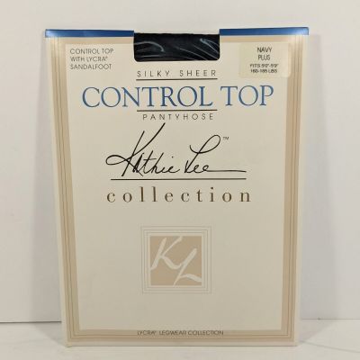 Kathie Lee Collection Control Top Silky Sheer Pantyhose Plus Size Navy