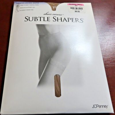 JC Penney Subtle Shapers Targeted Control Shape Pantyhose Sand #6409 Queen Tall