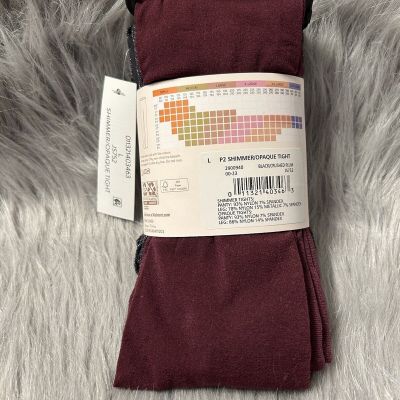 Joyspun Tights Women’s Size Large Black Shimmer And Crushed Plum Opaque Bottoms