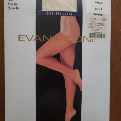 Evan Picone Control Top Pantyhose Sz 4 Color Shell Off White