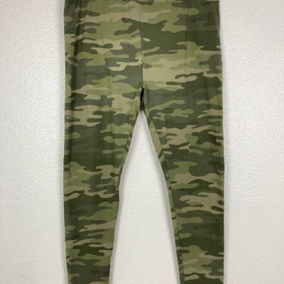 Style & Co Pants Womens 1X Leggings Green Camo Cropped Mid Rise Stretchy Soft