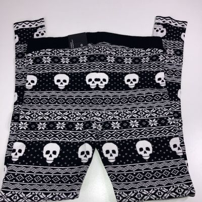 TORRID Black & White Skull Fair Isle Sweater Knit Legging Size 0 NWT