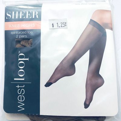 West Loop Sheer Knee Highs - Tan - Plus Size - 2 pr
