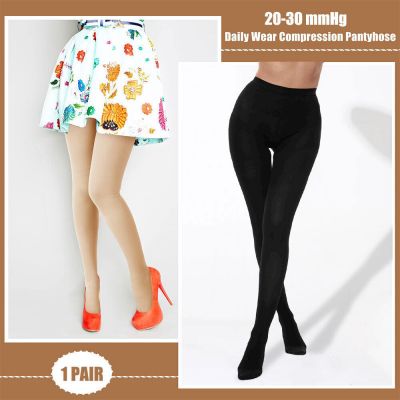Firm Support Medical Compression Pantyhose Tights Nude Size S-XL Reinforced Toe