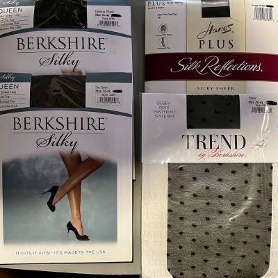Lot Of 4 Silky Sheer Pantyhose. Assorted Brands & Colors. Size 3x-4x & 4/5 plus