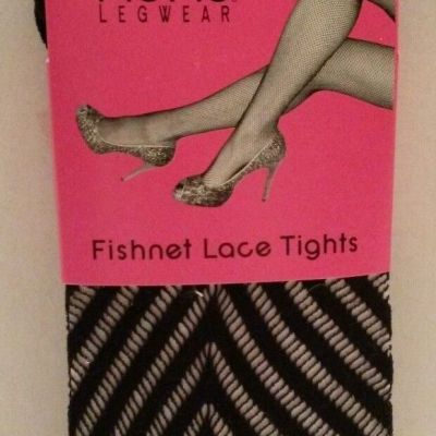 NUNU Legwear Fishnet Lace Tights Black Pantyhose Size Small / Medium