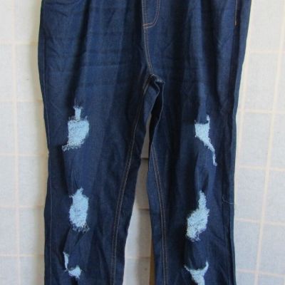 NIB Shiela Rose Nadine West Blue Distress Polyester/Cotton Slim Pants Women 2XL