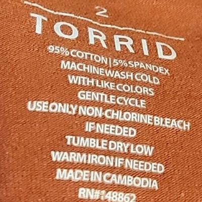 Torrid Plus Size 2 Burnt Orange Leggings Cotton Stretch Signature Waist