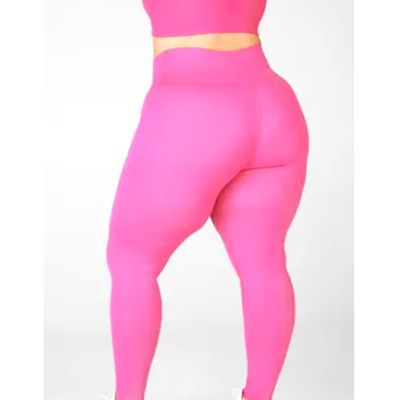 Fabletics SculptKnit High-Waisted Legging Fluorescent Pink Womens Plus Size 2X