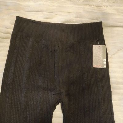 Ladies Cable Sweater Knit Charcoal Grey Lounge Stretch Leggings Plus Size OS