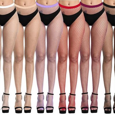 DRESHOW 6 Pack Fishnet Stockings Hight Waist Tights Thigh High Pantyhose Plus Si