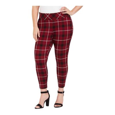 Torrid Crop Ponte Stretch Pixie Pant in Red Plaid Womens Size 1X