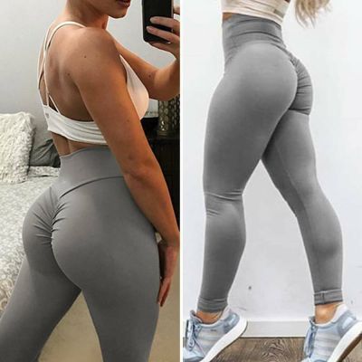 Womens Tik-Tok Yoga Pants Anti-Cellulite Push Up Ruched High Waist Leggings Gym