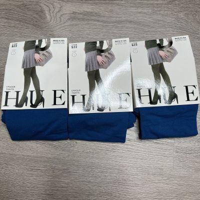 Hue Womens Opaque Tights 3 Pairs Size 1 Imperial Blue New