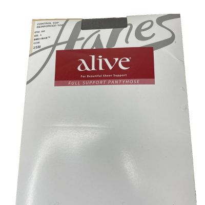 Hanes Alive Control Top Reinforced Toe 810 Pantyhose Barely Black Size E