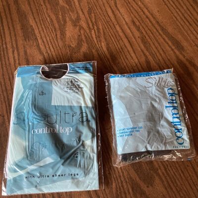 Lot of 2 silkies control top queen XXL black pantyhose NIP
