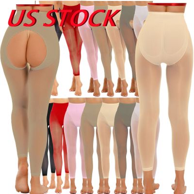 US Women Oil Shiny Toeless Mesh Pantyhose Stockings High Elastic Tights Socks