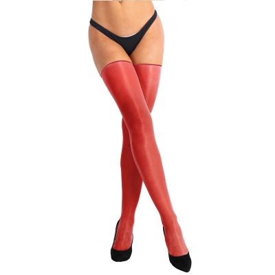 US Women Sheer Shiny Silk Thigh High  Latex Rubber Stockings Tights Pantyhose