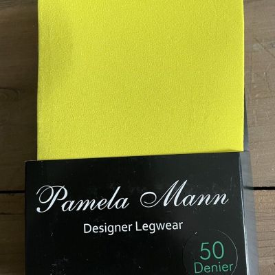 NEW Pamela Mann Designer Legwear 50 Denier Tights Pantyhose Flo Yellow One Size