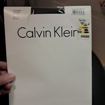 Calvin Klein NIP Control Top Pantyhose Tights Soft Opaque Black Size 3