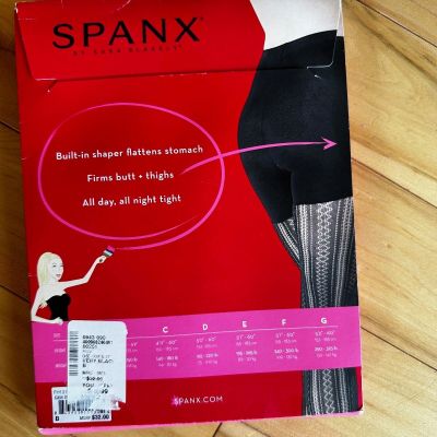 SPANX Black?Patterned Tights- Case in Pointelle Size B NWT