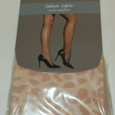 New Womens size 2 Leopard Print Secret Treasures Fashion Tights Nude Beige