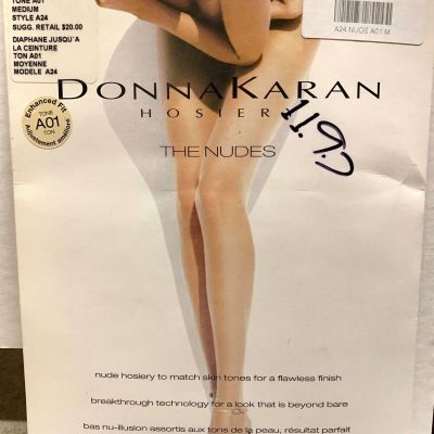 Donna Karan A24 The Nudes Hosiery 8 Denier Sheer Tights Nude Size M $20 NWT