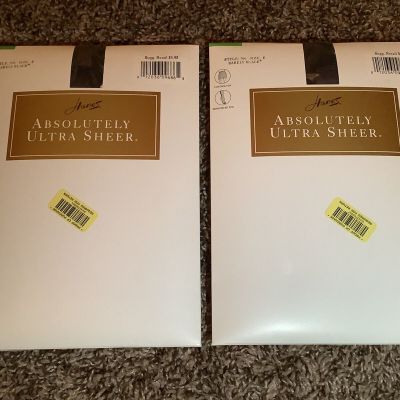 Lot of 2 - Hanes Absolutely ultra sheer pantyhose, barely black, size: E