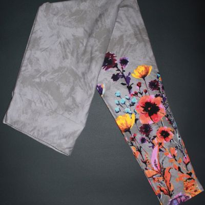 LuLaRoe Womens Leggings Size OS Gray Dipped Ombre Wildflowers Floral NWT