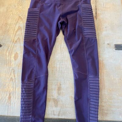 Layer 8 Leggings Women's Size Medium Purple Moto Style High-Waisted Stretch