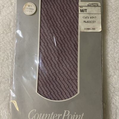 Vintage Pantyhose Black Plum Sz Medium Tall 125-150 Lbs 5’5”-5’9 Counter Point
