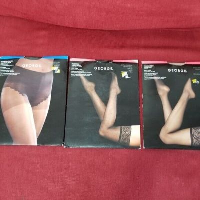 Pantyhose and Two Pair Thigh Highs Size Small Medium Black and Nude