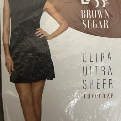 L'EGGS Brown Sugar Ultra Ultra Sheer Stockings Pantyhose Honey Brown  XL