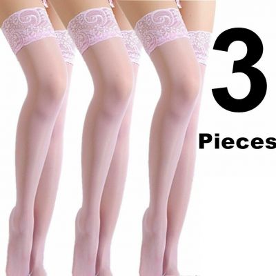 3 Lace Top Stocking Socks Women Tights Nylon Up Pantyhose Sheer Hold Lingerie