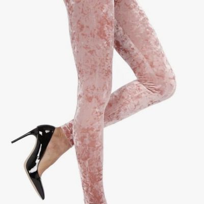 MeMoi Fashion Blush Pink Crushed Velvet Stretch Leggings Women’s Size S / M NWT