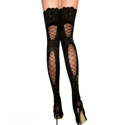 Fashion Style Sheer Black Lace Top Thigh-Highs Stockings